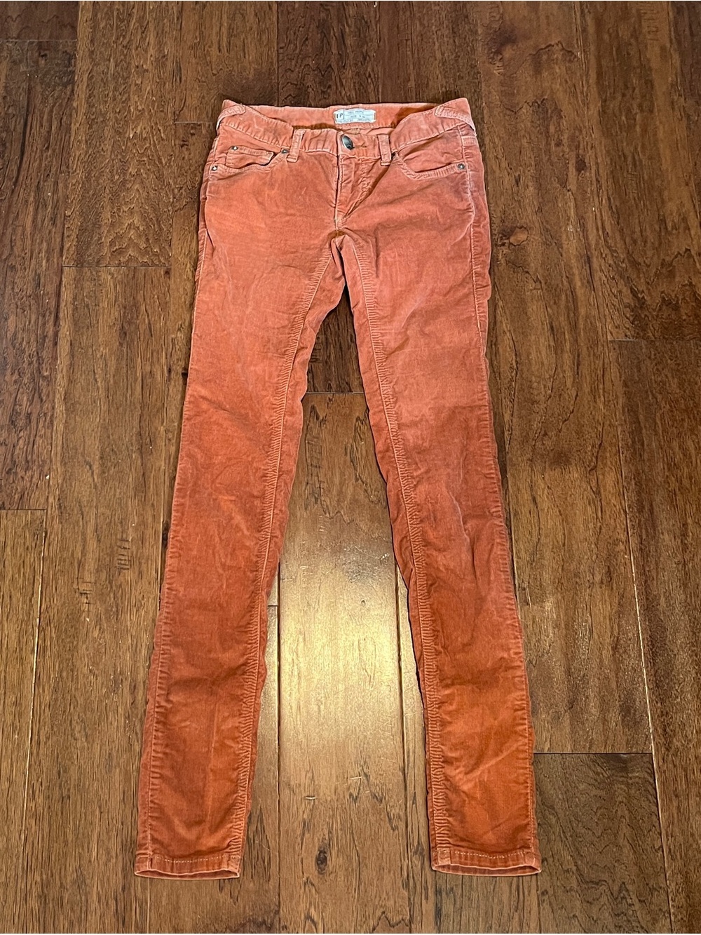 Free People Skinny Corduroy Jeans in Rust Orange